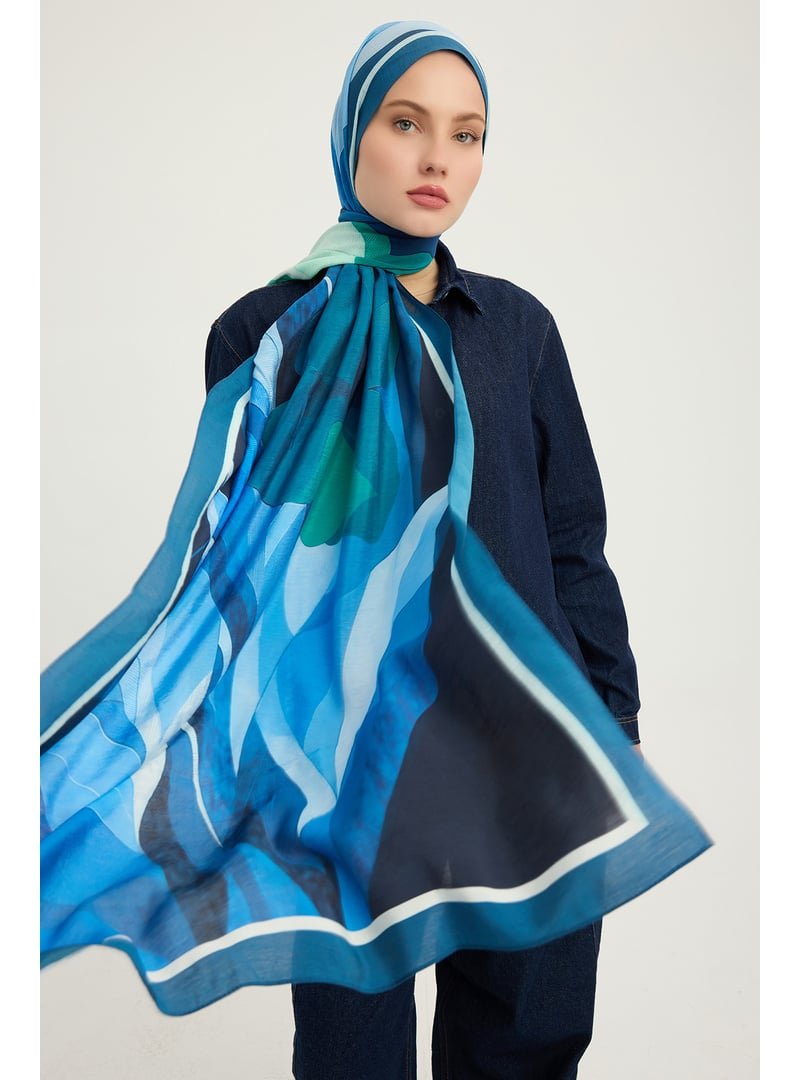 ŞALESS 70x190 Cm Işıklı Çiçekler Mavi Vierra Desenli Viskon Şal ŞALESS 70x190 Cm Işıklı Çiçekler Mavi Vierra Desenli Viskon Şal