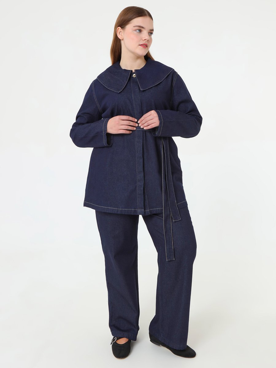 Alia Koyu Lacivert Denim Bebe Yaka Detaylı Büyük Beden Tunik Alia Koyu Lacivert Denim Bebe Yaka Detaylı Büyük Beden Tunik