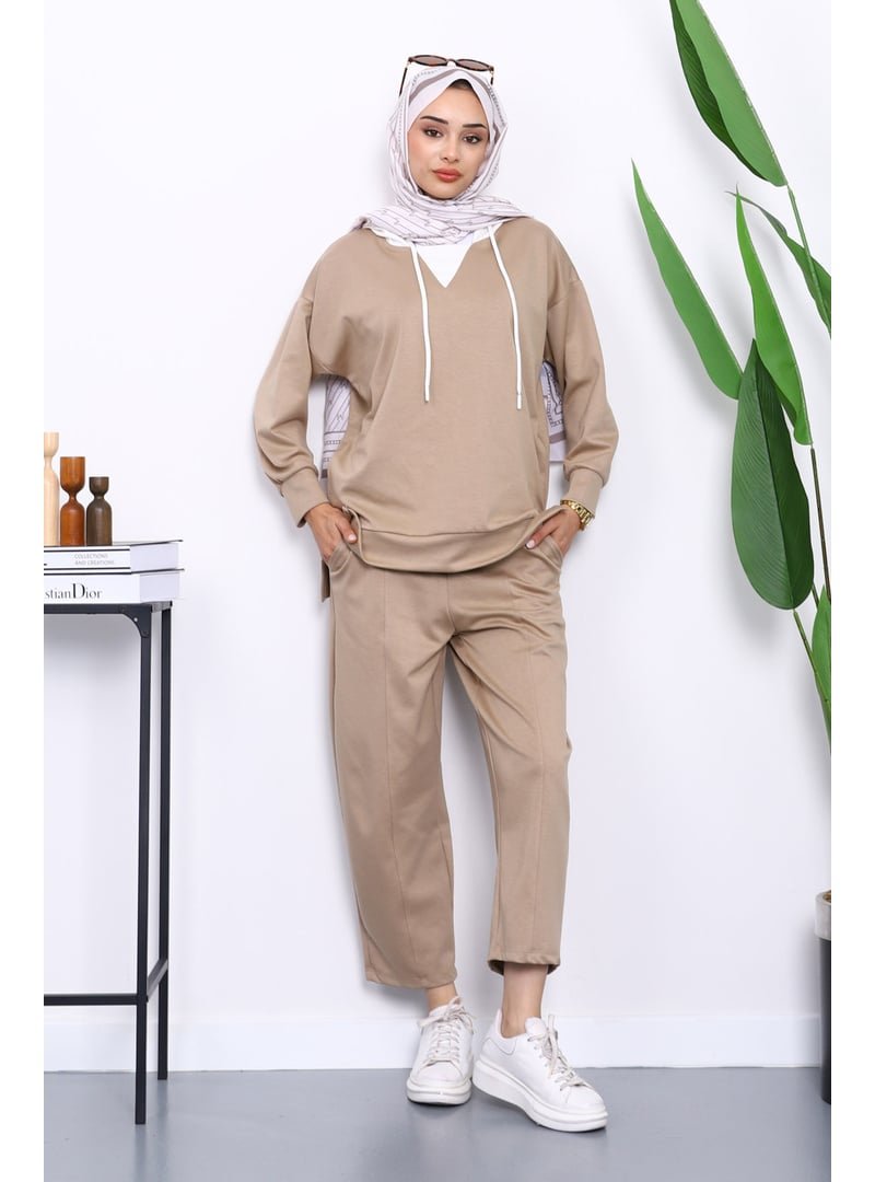 İmaj Butik Vizon Kapüşonlu Tunik Pantolonlu Takım