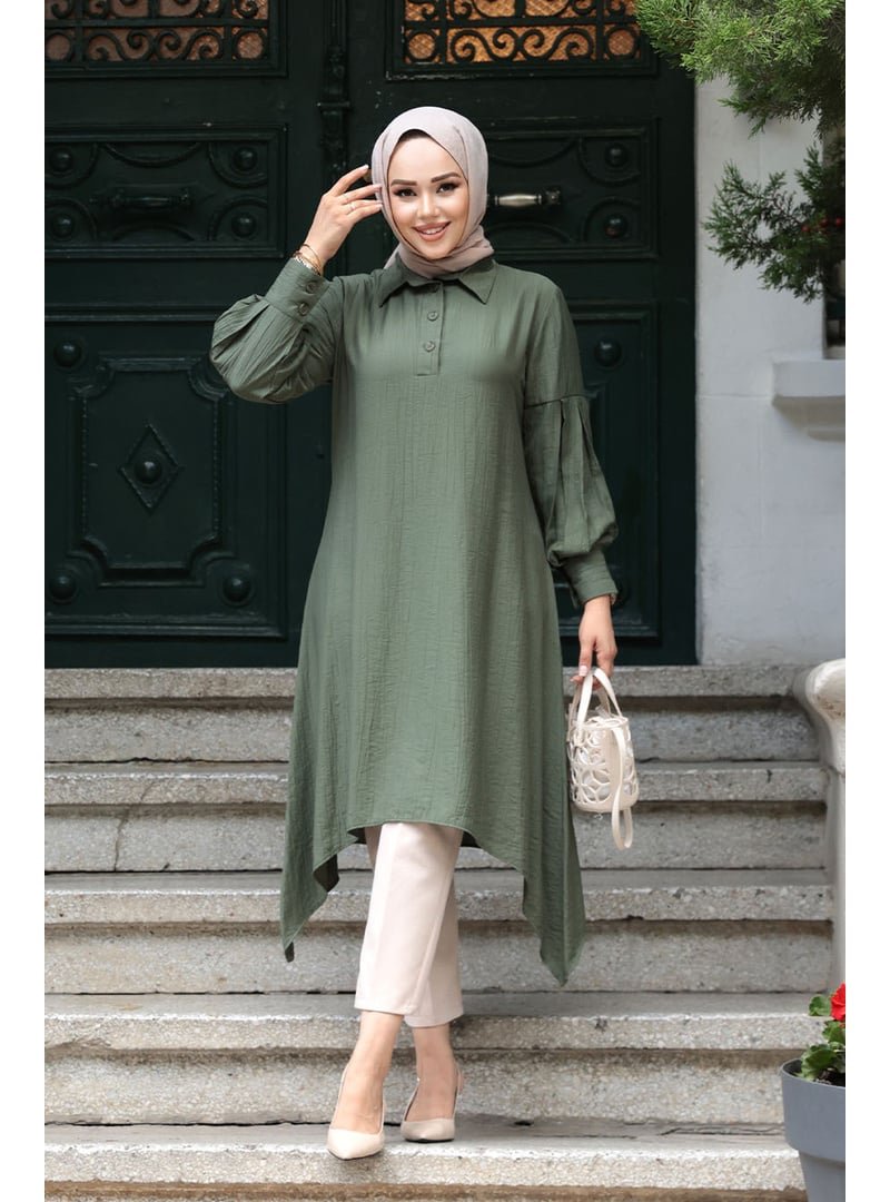 Neva Style Asimetrik Detaylı Haki Tunik 615hk Neva Style Asimetrik Detaylı Haki Tunik 615hk