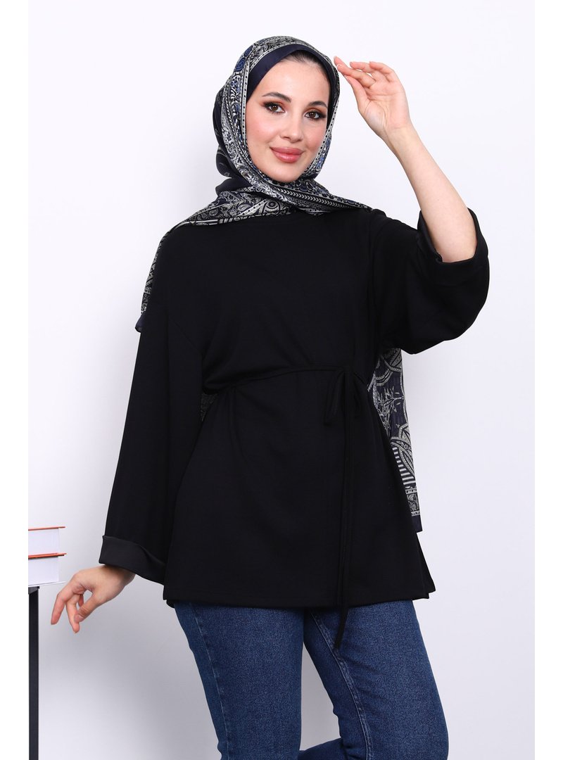 İmaj Butik Siyah Yanları Yırtmaçlı Bel İpli Tunik İmaj Butik Siyah Yanları Yırtmaçlı Bel İpli Tunik