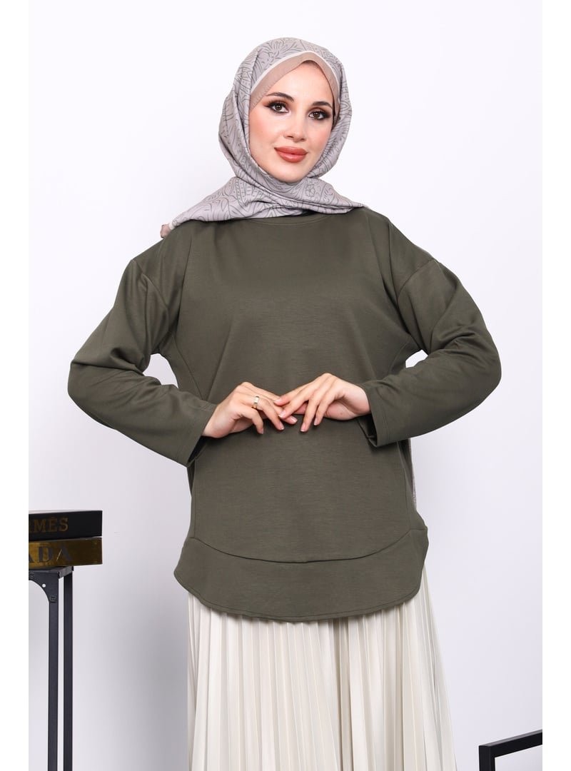 İmaj Butik Haki Bisiklet Yaka Modal Sweat