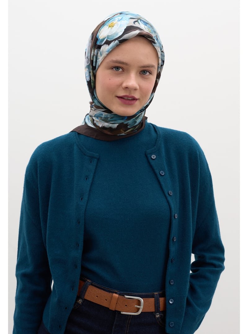 FRESHSCARFS Acı Kahve Lotus Desen Pamuklu Viskon Eşarp FRESHSCARFS Acı Kahve Lotus Desen Pamuklu Viskon Eşarp