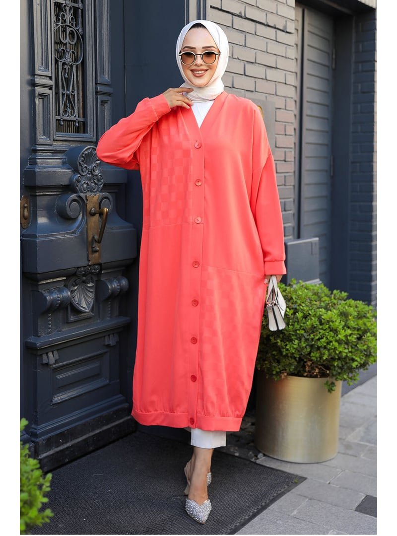 Neva Style Düğmeli Mercan Kap 15161mr