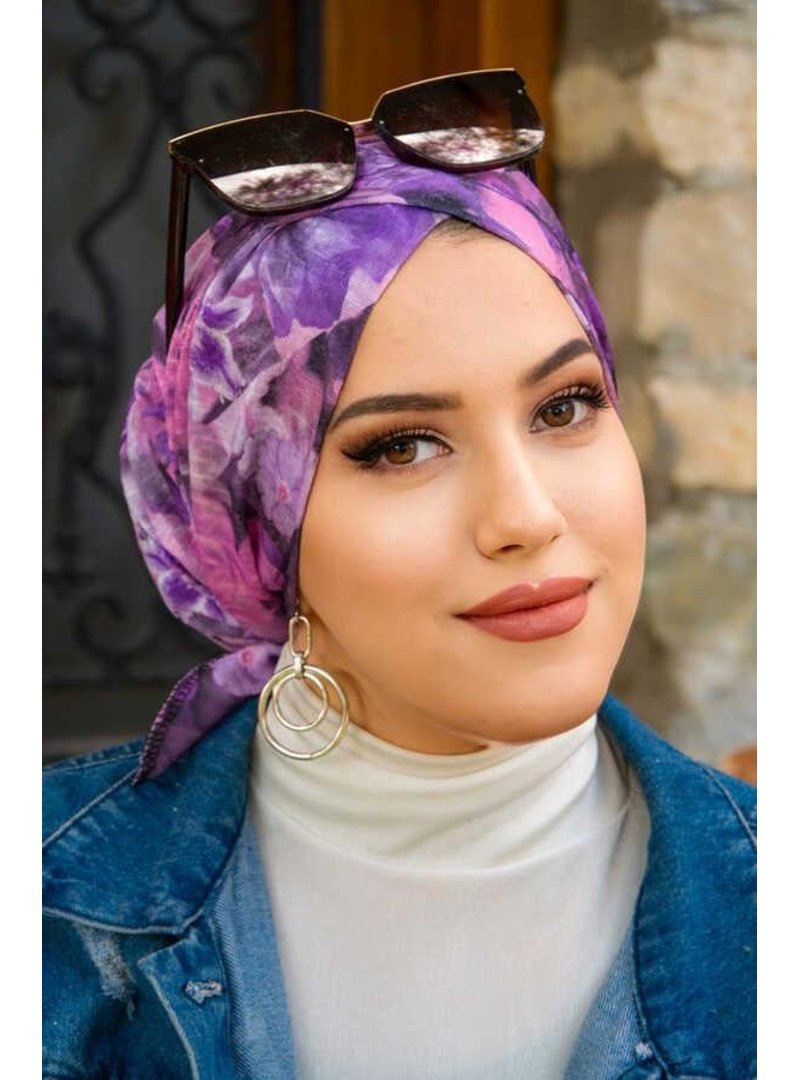 AİŞE TESETTÜR Gri Etnik Desenli Çapraz Bantlı Bone