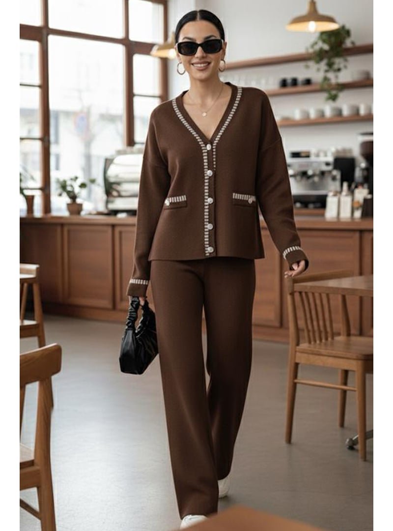 Benguen Kahverengi Kesik Çizgili Ceket Takım