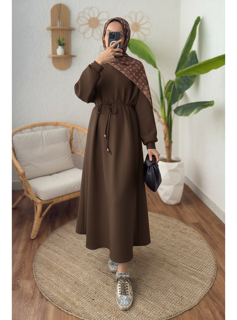 Salih Çelebi Kahverengi Elegance Scuba Elbise
