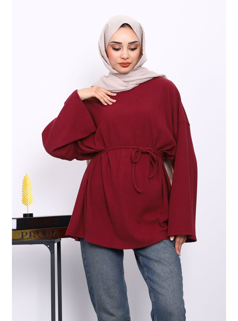 İmaj Butik Mürdüm Bisiklet Yaka Bel Kuşaklı Tunik İmaj Butik Mürdüm Bisiklet Yaka Bel Kuşaklı Tunik