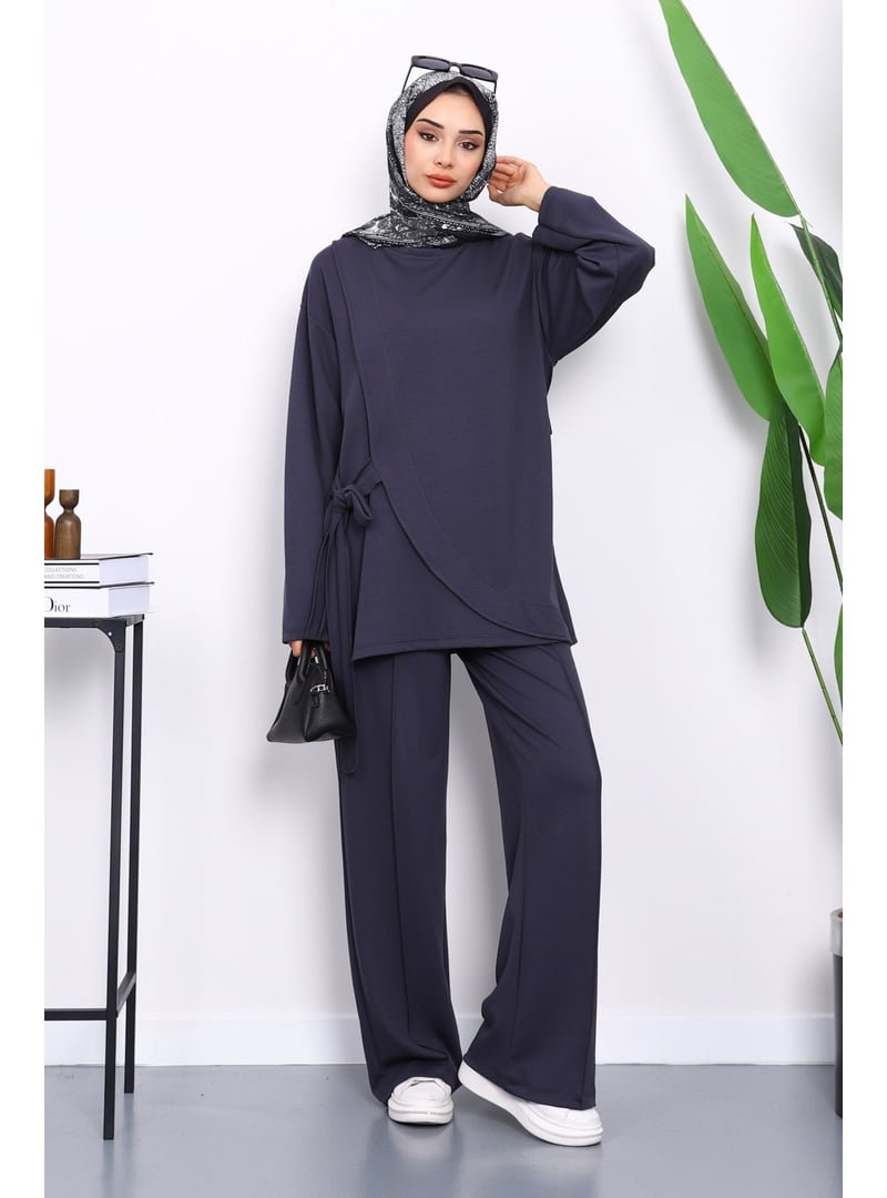 İmaj Butik Antrasit Yandan Kuşak Bağlamalı Pantolonlu Takım