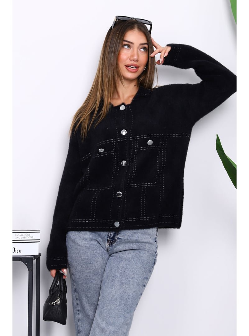 İmaj Butik Siyah Angora Yumoş Triko Hırka
