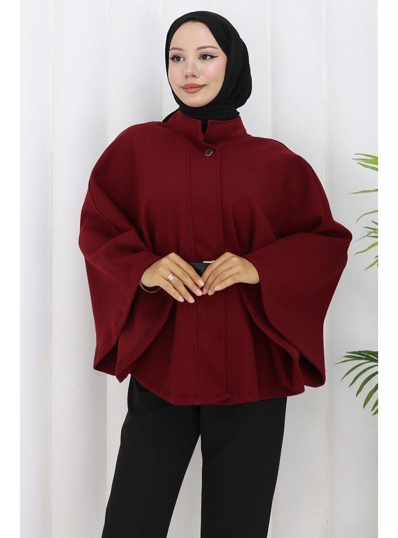 Hafsa Mina Bordo Kemerli Kaşe Panço Hafsa Mina Bordo Kemerli Kaşe Panço