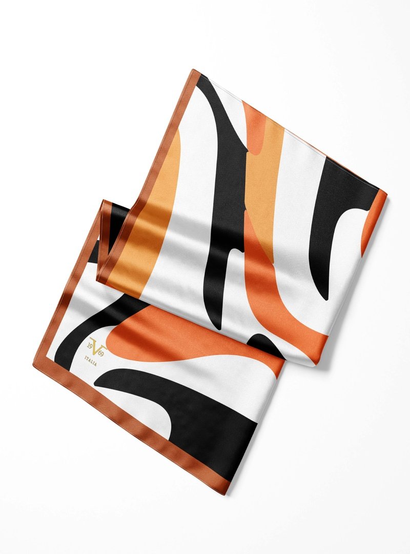 19v69 ITALIA Geometrik Desen Pavia Seri Şal Eşarp Askısı İle Birlikte 90x200 Cm Turuncu Siyah 19v69 ITALIA Geometrik Desen Pavia Seri Şal Eşarp Askısı İle Birlikte 90x200 Cm Turuncu Siyah
