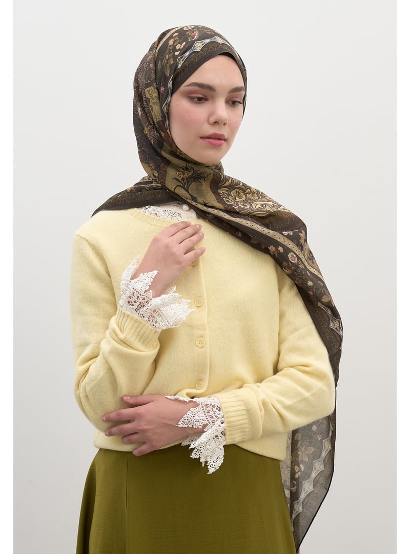 FRESHSCARFS Koyu Haki Wıld And Pure Desen Şal FRESHSCARFS Koyu Haki Wıld And Pure Desen Şal