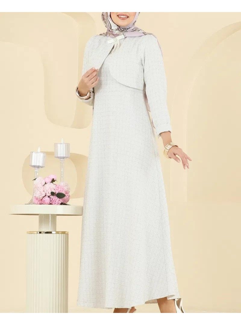 Podyumplus Ekru Ceket Detaylı Simli Broşlu Elbise Podyumplus Ekru Ceket Detaylı Simli Broşlu Elbise