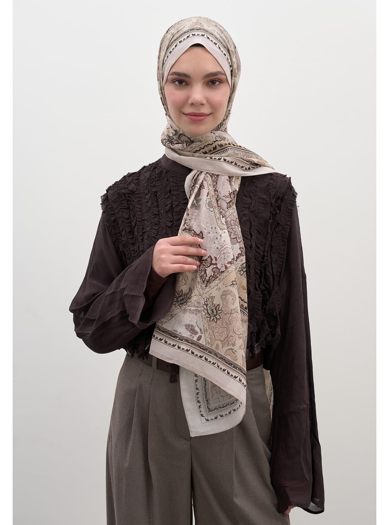 FRESHSCARFS Bej Arıane Desen Şal FRESHSCARFS Bej Arıane Desen Şal