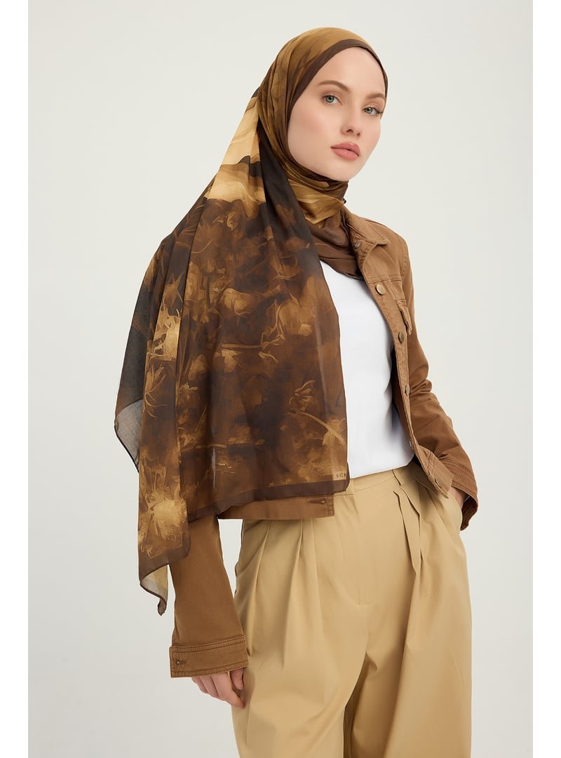 ŞALESS 70x190 Cm Zamansız Hayal Kahverengi Efilia Desenli Şal