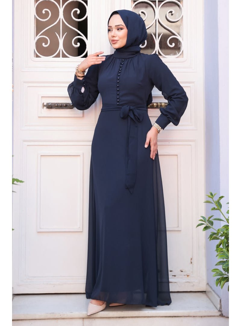 Neva Style Düğme Detaylı Koyu Lacivert Elbise 2703kl Neva Style Düğme Detaylı Koyu Lacivert Elbise 2703kl