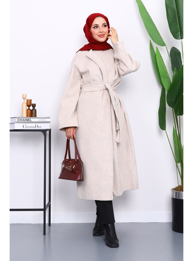 İmaj Butik Taş Kuşaklı Kaşe Kaban İmaj Butik Taş Kuşaklı Kaşe Kaban