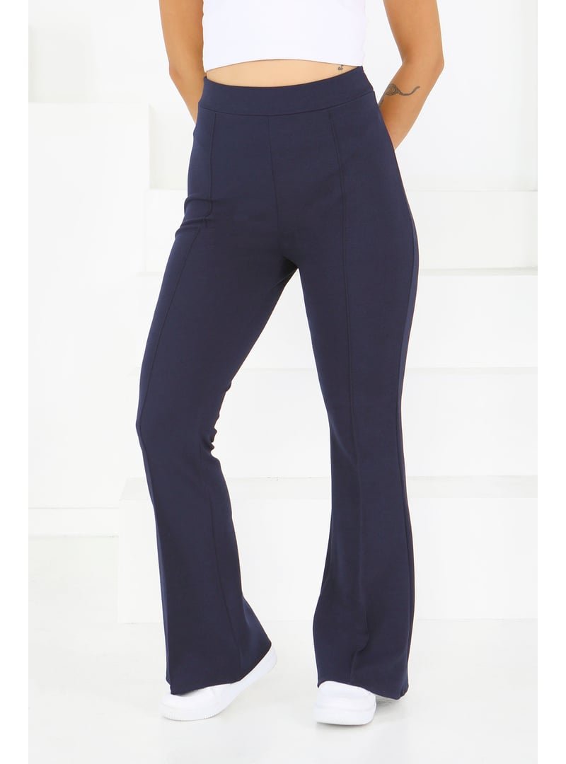 Tofisa Lacivert Lacıvert Çımalı İspanyol Paça Krep Pantolon Tofisa Lacivert Lacıvert Çımalı İspanyol Paça Krep Pantolon