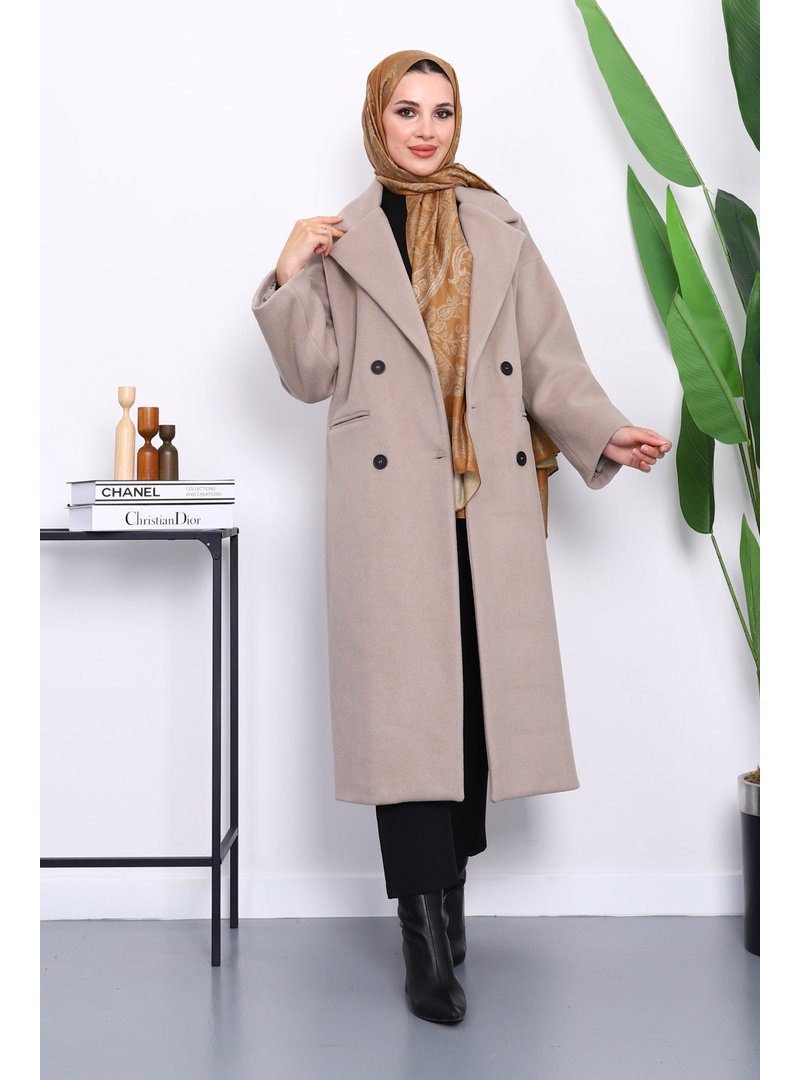 İmaj Butik Vizon Kruvaze Yaka Astarlı Kaşe Kaban İmaj Butik Vizon Kruvaze Yaka Astarlı Kaşe Kaban