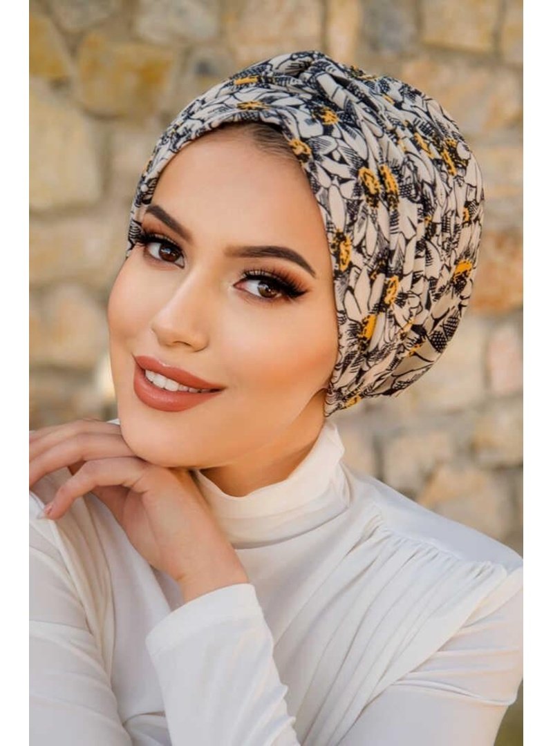 AİŞE TESETTÜR Papatya Desen Burgu Detaylı Bone AİŞE TESETTÜR Papatya Desen Burgu Detaylı Bone