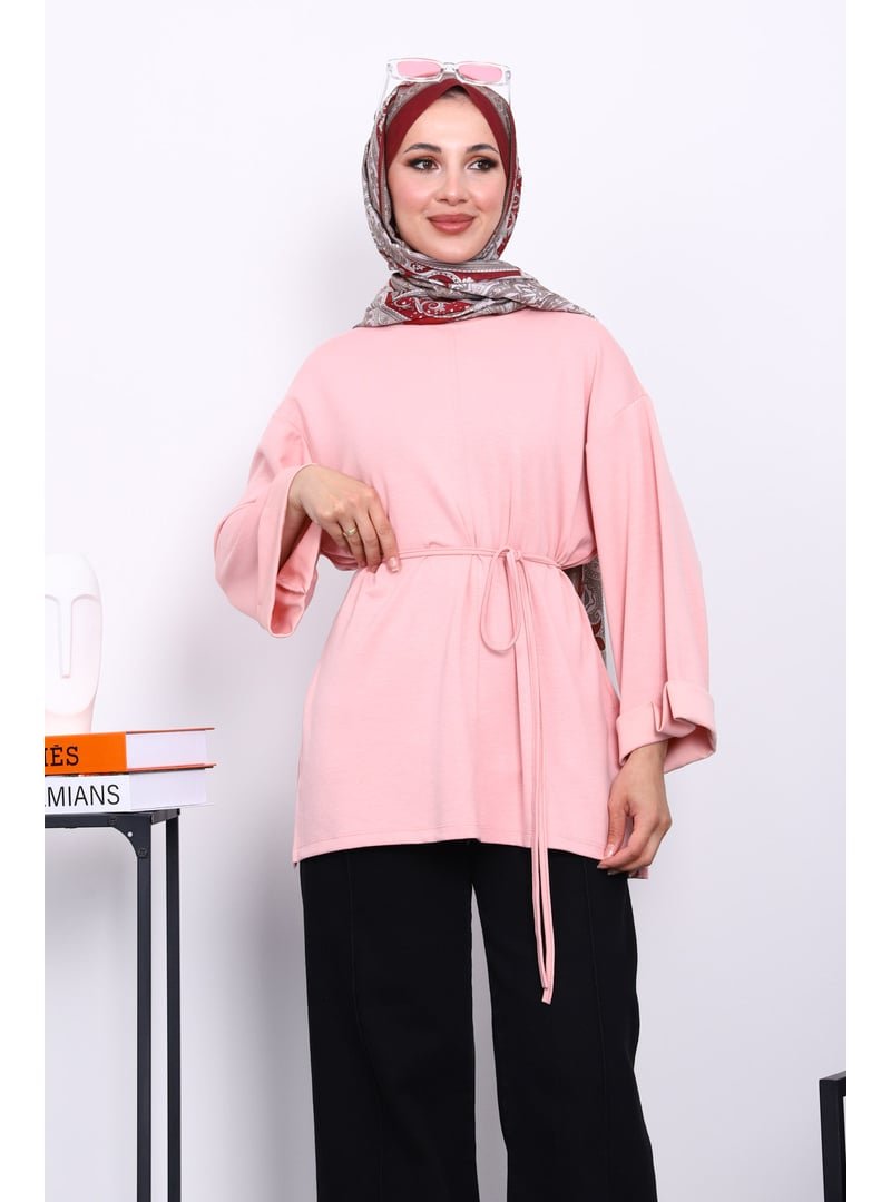 İmaj Butik Pudra Yanları Yırtmaçlı Bel İpli Tunik İmaj Butik Pudra Yanları Yırtmaçlı Bel İpli Tunik