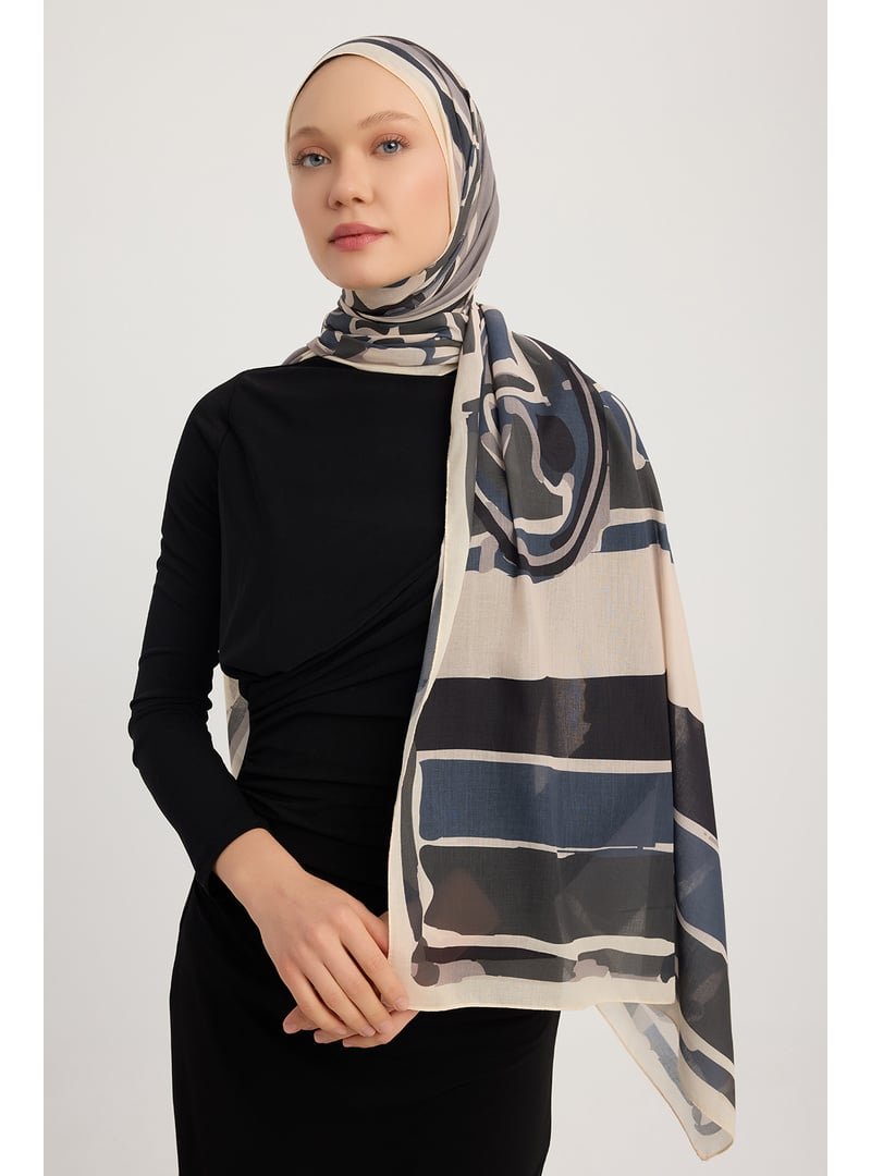 ŞALESS 70x190 Cm Pastel Yolculuk Bej Efilia Desenli Şal