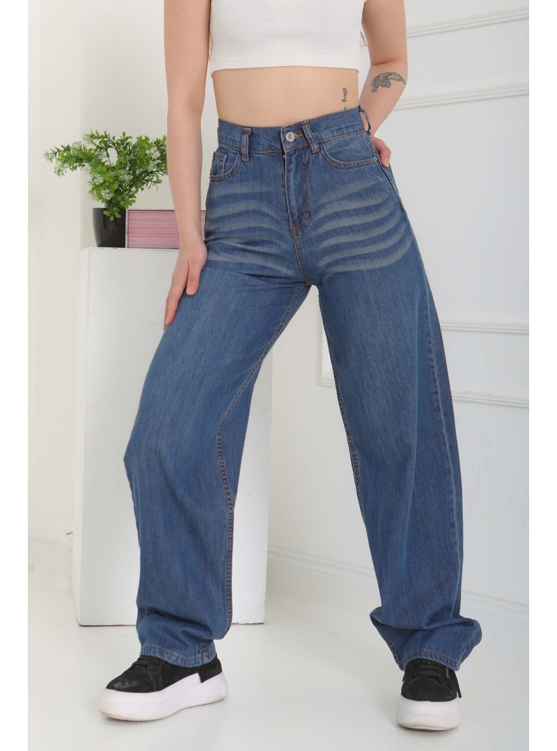 Tofisa Koyu Mavi Baggy Kot Pantolon