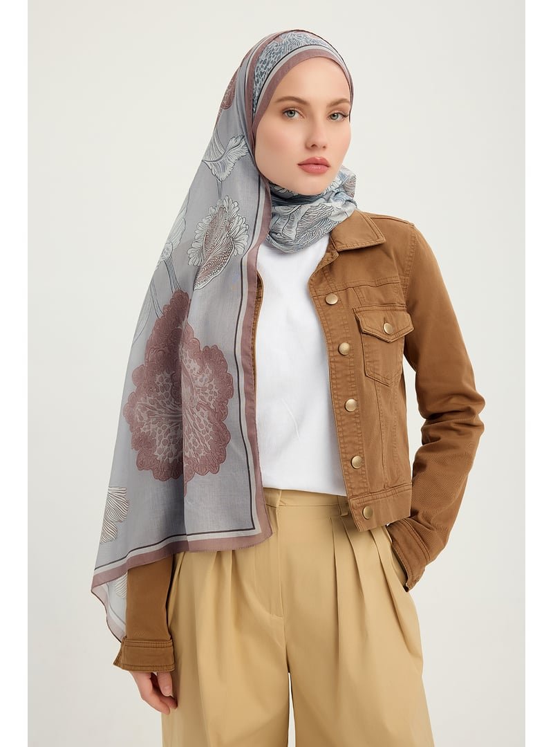 ŞALESS 70x190 Cm Mercan Bahçesi Vizon Efilia Desenli Şal