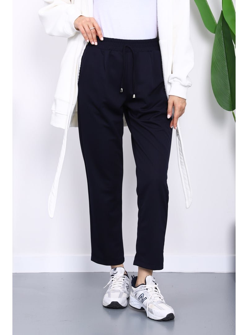 İmaj Butik Lacivert Beli Lastikli Cepli Double Pantolon