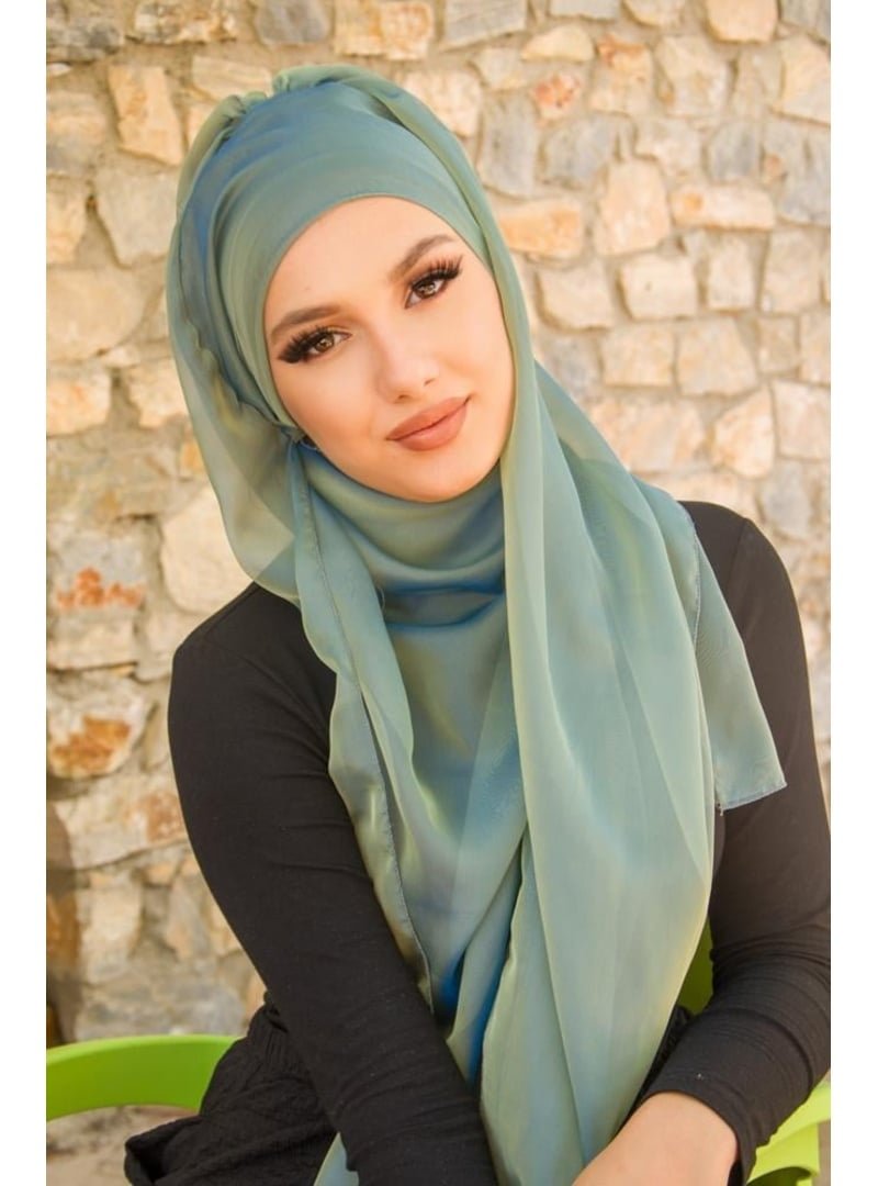 AİŞE TESETTÜR Yeşil Gold Janjan Şifon Abiye Şal