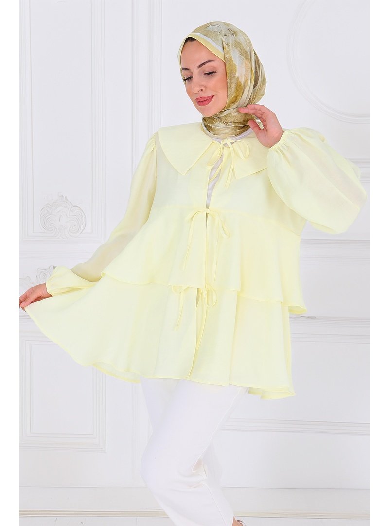 Tofisa Sarı Bağlamalı Gömlek Sari