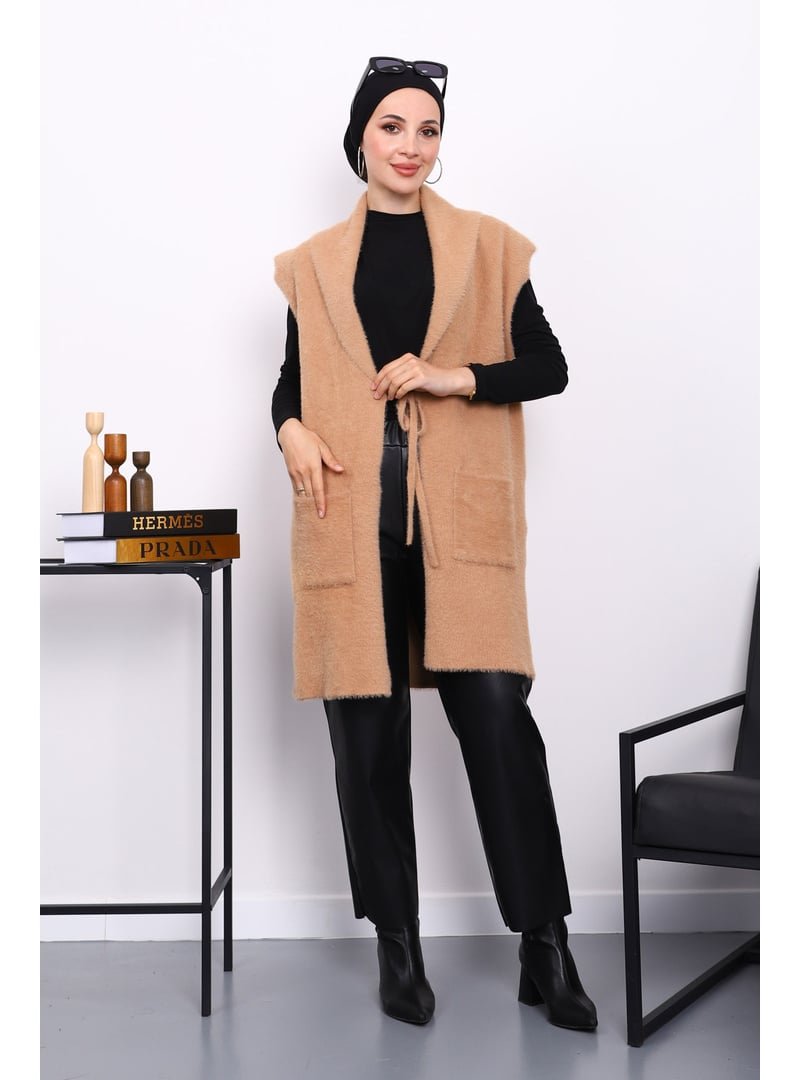 İmaj Butik Bisküvi Ön Bağlamalı Cepli Angora Yumoş Yelek İmaj Butik Bisküvi Ön Bağlamalı Cepli Angora Yumoş Yelek