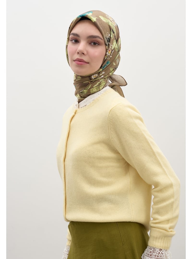 FRESHSCARFS Sütlü Kahve Flower Rain Desen Pamuklu Viskon Eşarp