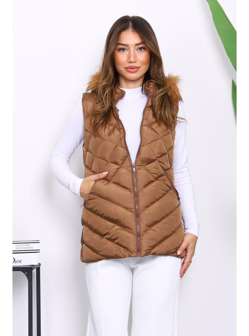 İmaj Butik Taba Kapüşonlu Cepli Şişme Yelek İmaj Butik Taba Kapüşonlu Cepli Şişme Yelek