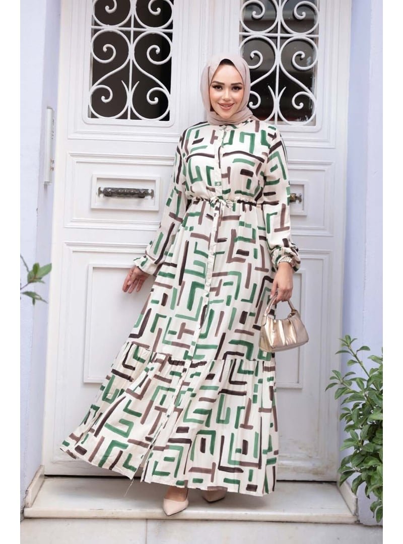 Neva Style Desenli Yeşil Elbise 50253y Neva Style Desenli Yeşil Elbise 50253y