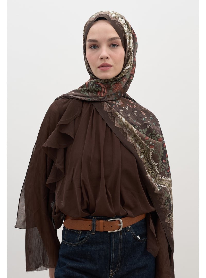 FRESHSCARFS Acı Kahve Cerıse Desen Şal FRESHSCARFS Acı Kahve Cerıse Desen Şal