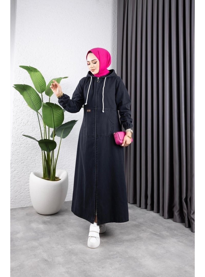 Harmatime butik Fermuarlı Kapüşonlu Pamuk Gabardin Kap Harmatime butik Fermuarlı Kapüşonlu Pamuk Gabardin Kap