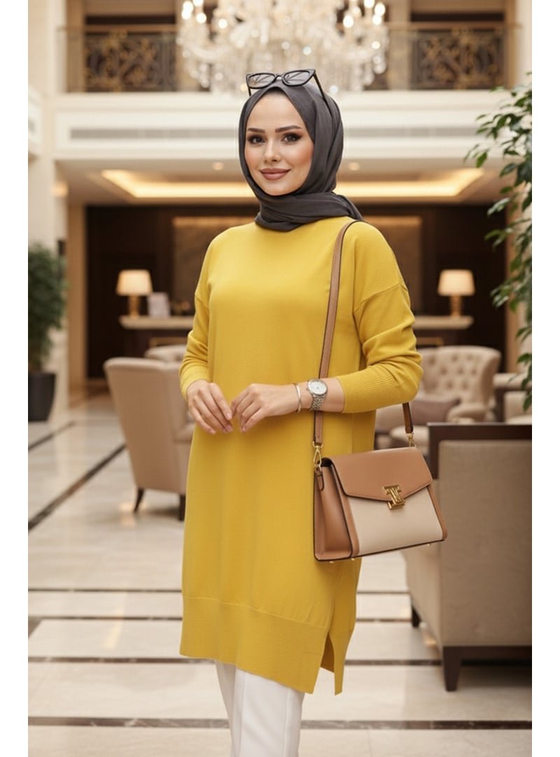 Neva Style Hardal Triko Kazak Tunik 17203hr