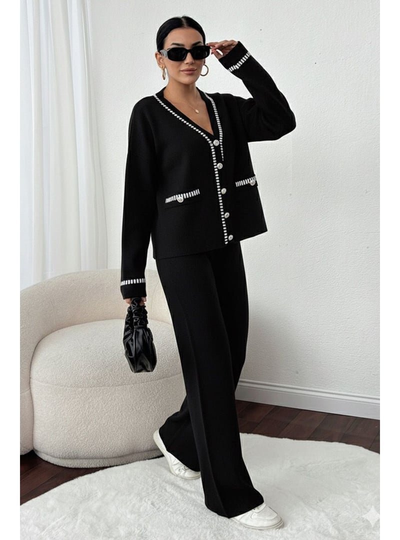 Benguen Siyah Kesik Çizgili Ceket Takım