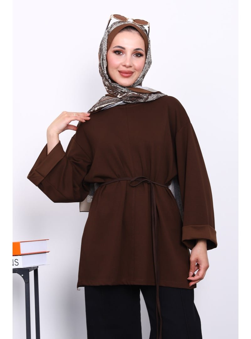 İmaj Butik Kahverengi Yanları Yırtmaçlı Bel İpli Tunik İmaj Butik Kahverengi Yanları Yırtmaçlı Bel İpli Tunik