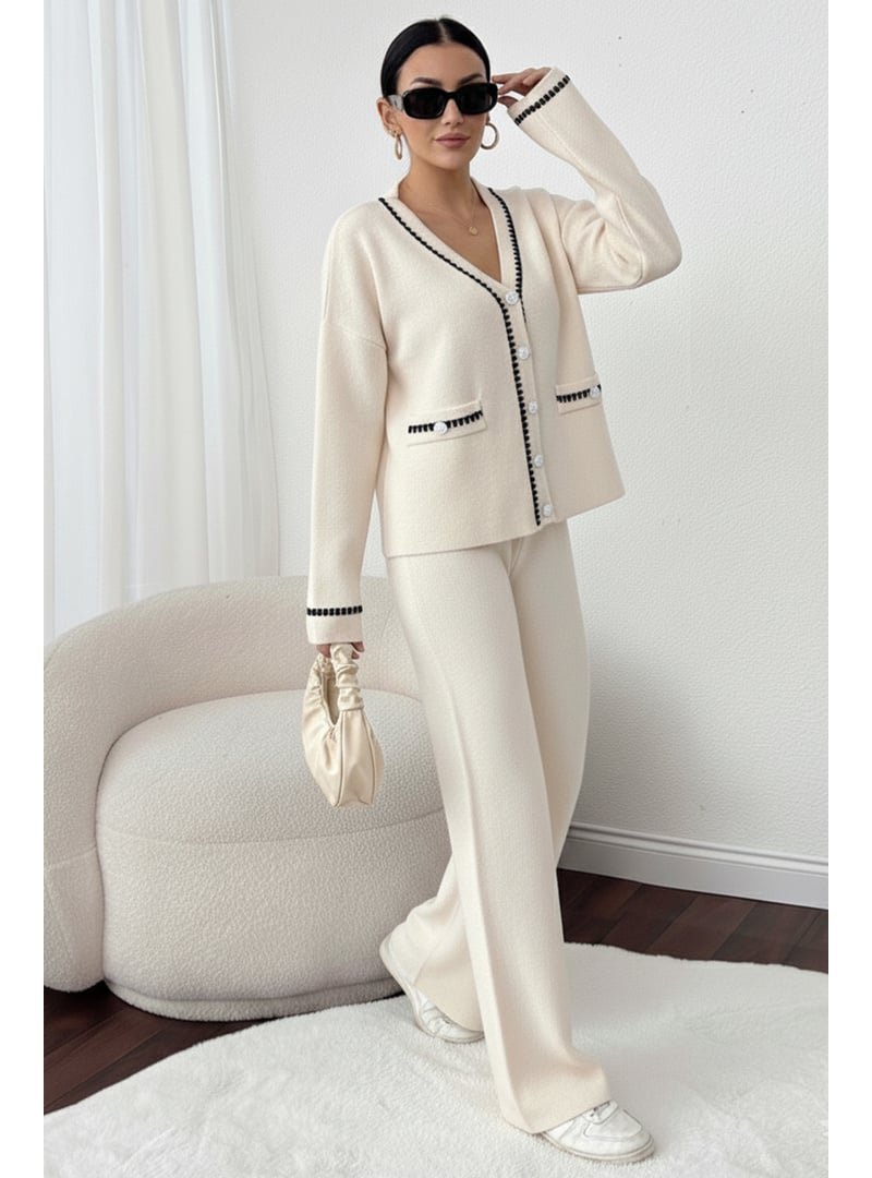 Benguen Taş Rengi Kesik Çizgili Ceket Takım