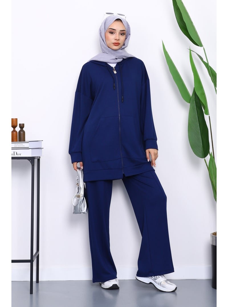 İmaj Butik Lacivert Kapüşonlu Modal Tunik Pantolonlu Takım İmaj Butik Lacivert Kapüşonlu Modal Tunik Pantolonlu Takım