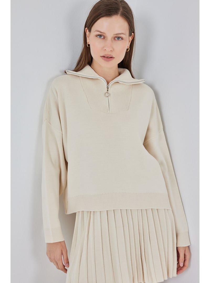 Bigdart Ekru Kazak Etek İkili Takım Bigdart Ekru Kazak Etek İkili Takım