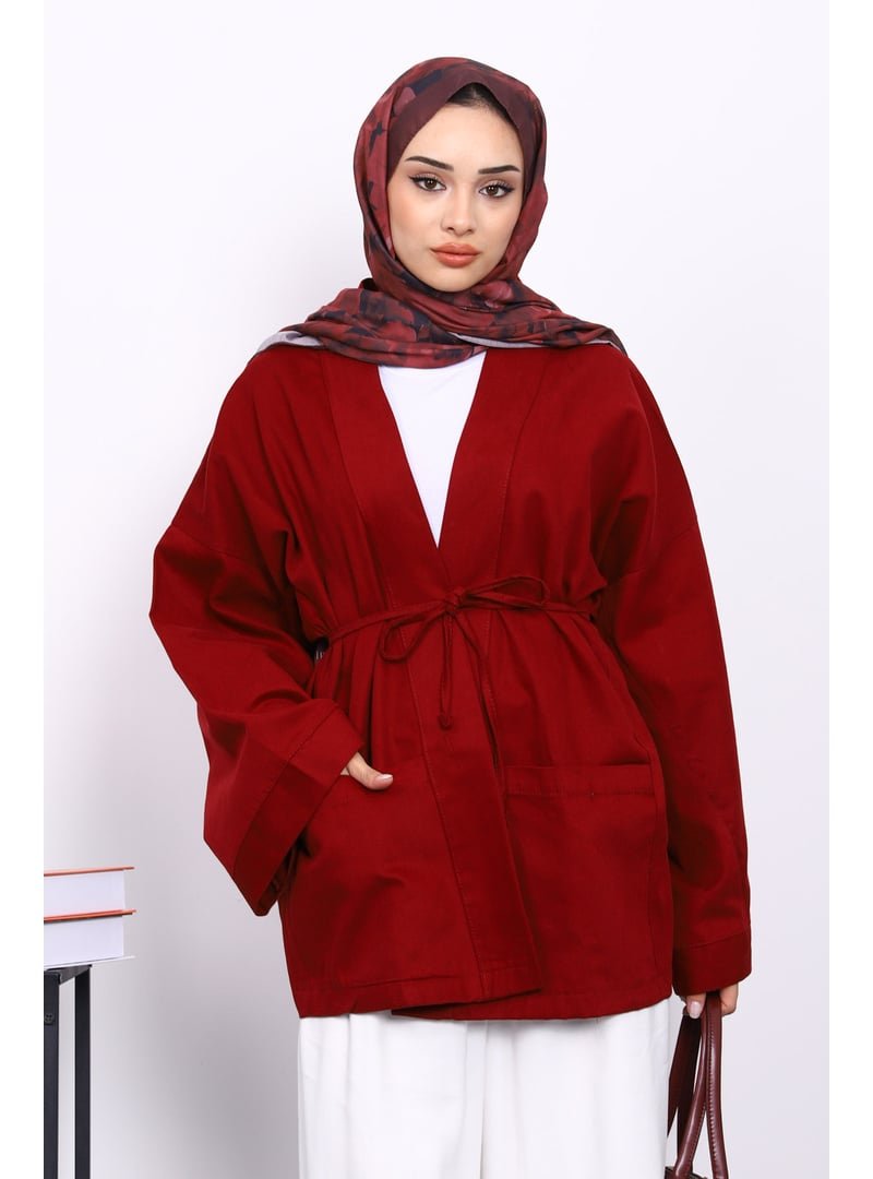 İmaj Butik Bordo Cepli İp Detaylı Kanvas Ceket İmaj Butik Bordo Cepli İp Detaylı Kanvas Ceket