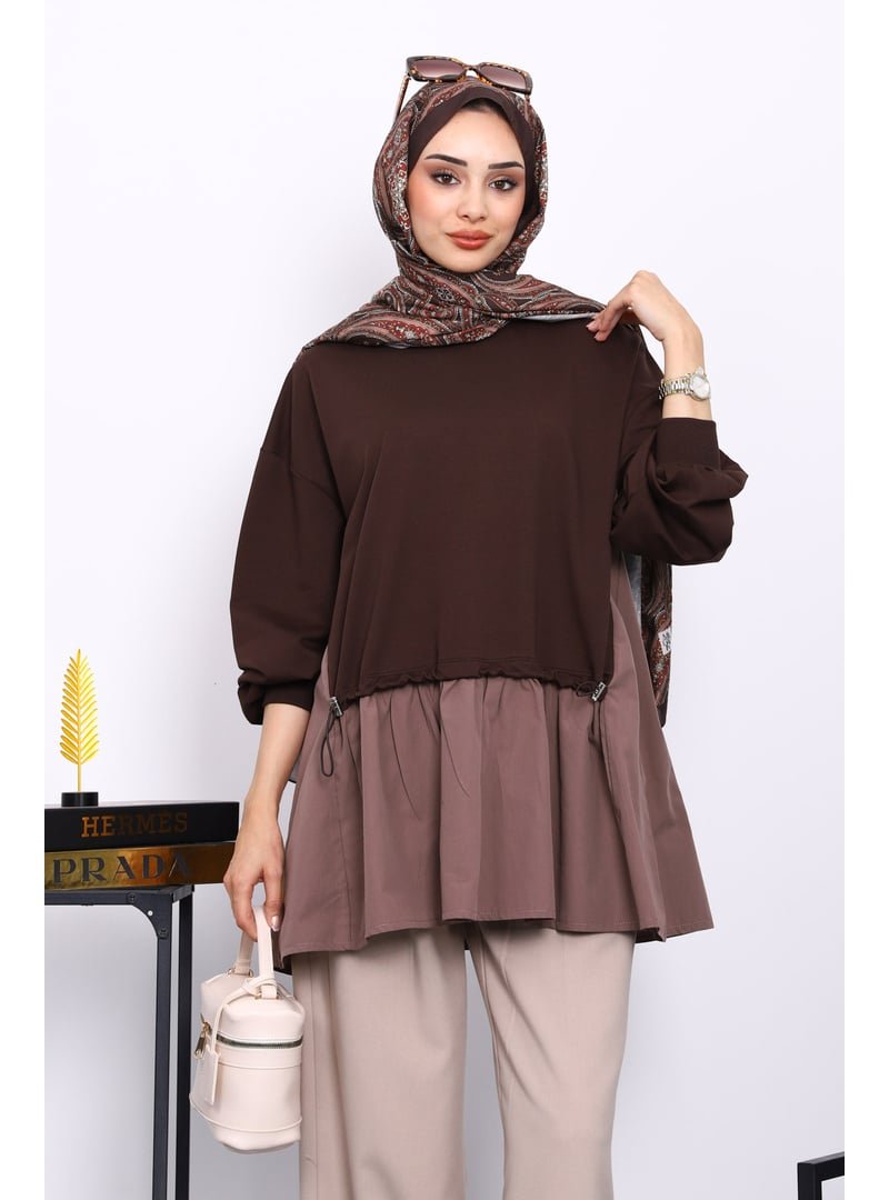 İmaj Butik Kahverengi Büzgü Detaylı Garnili Tunik İmaj Butik Kahverengi Büzgü Detaylı Garnili Tunik