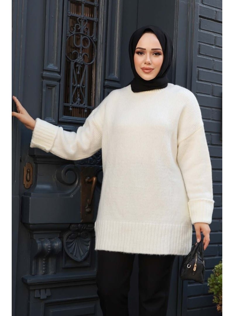 Neva Style Ekru Triko Kazak Tunik 87181e