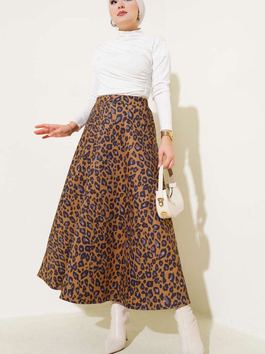 Volt Clothing Taba Leopar Desen Scuba Etek Volt Clothing Taba Leopar Desen Scuba Etek