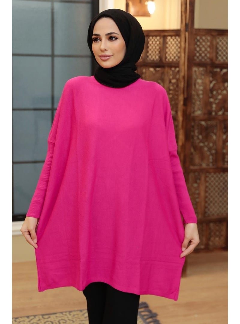 Neva Style Fuşya Triko Panço 3399f