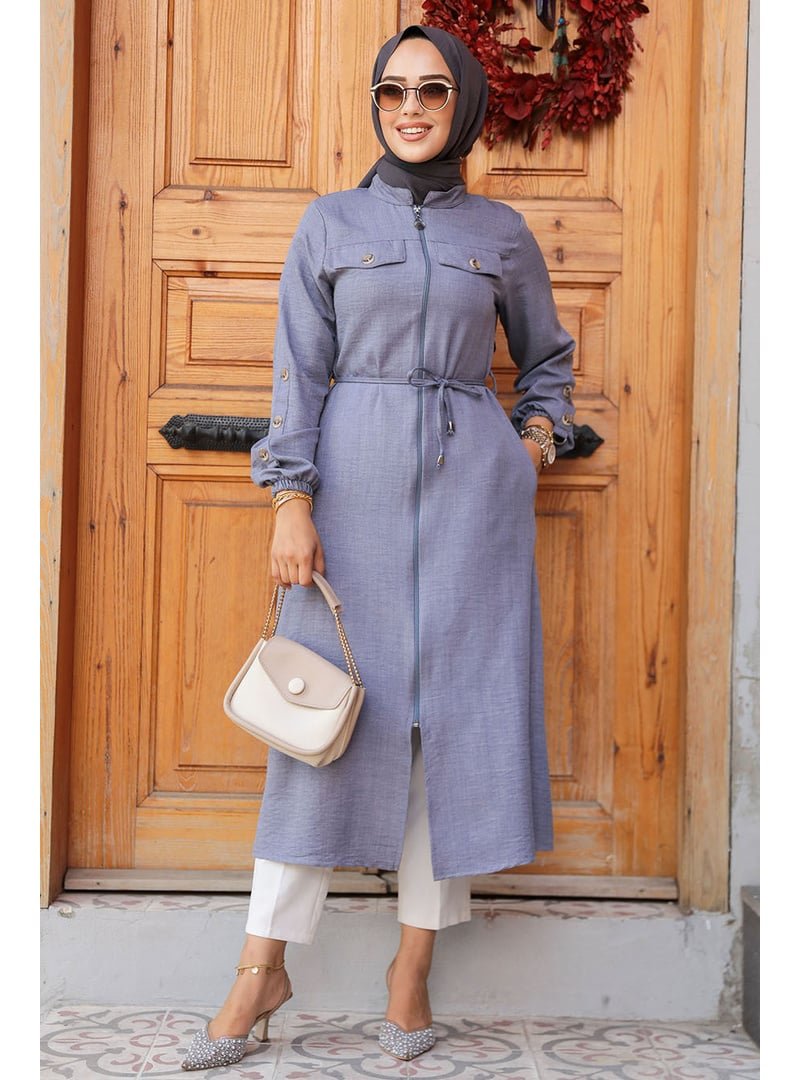 Neva Style Düğmeli Gri Tunik 645gr